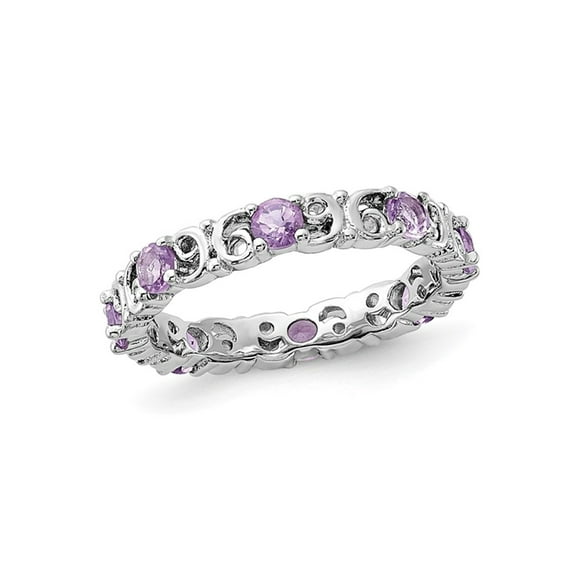 Gem & Harmony 4/5 Carat Amethyst Band Ring in Sterling Silver for Women