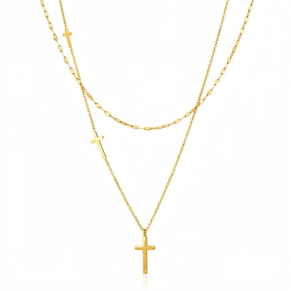 Cross Necklace for Women,Stackable Stacked Stacking Layering Layered Necklaces Dainty Gold Necklace Flat Chain Necklace Cross Pendant Simple Jewelry Gift