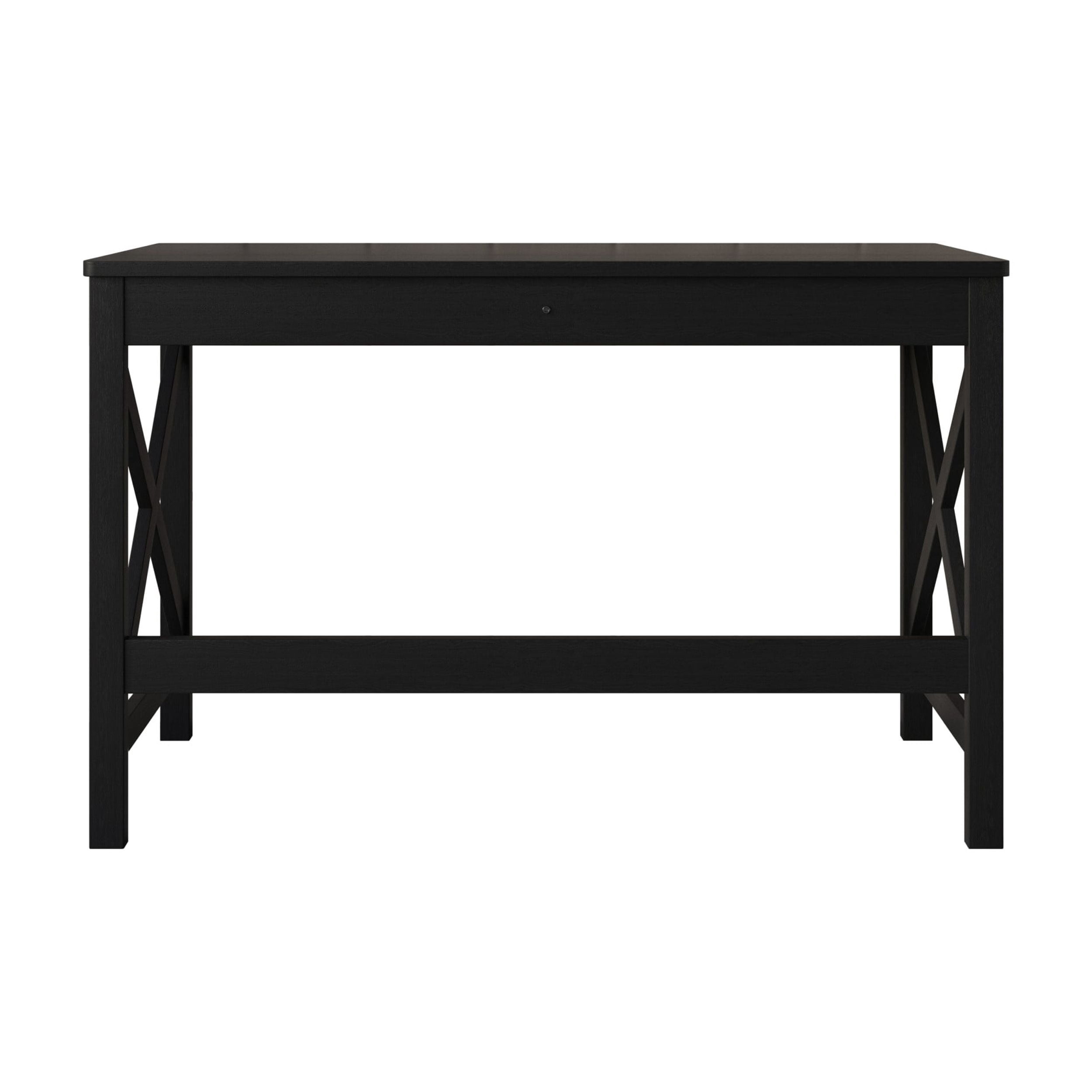 Home Design Beatrice Writing Desk with Spacious Tabletop and Built-In Drawers, Timeless Clean-Lined Design for Bedroom, Home Office, or Study Nook, Black