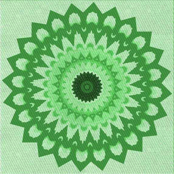 Ahgly Company Indoor Square Patterned Jade Green Area Rugs, 5' Square