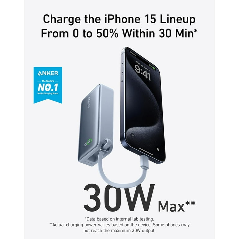 Anker Nano Power Bank 10K 30W, Built-in USB-C Cable, Portable Charger for  iPhone, MacBook, Galaxy - Walmart.com