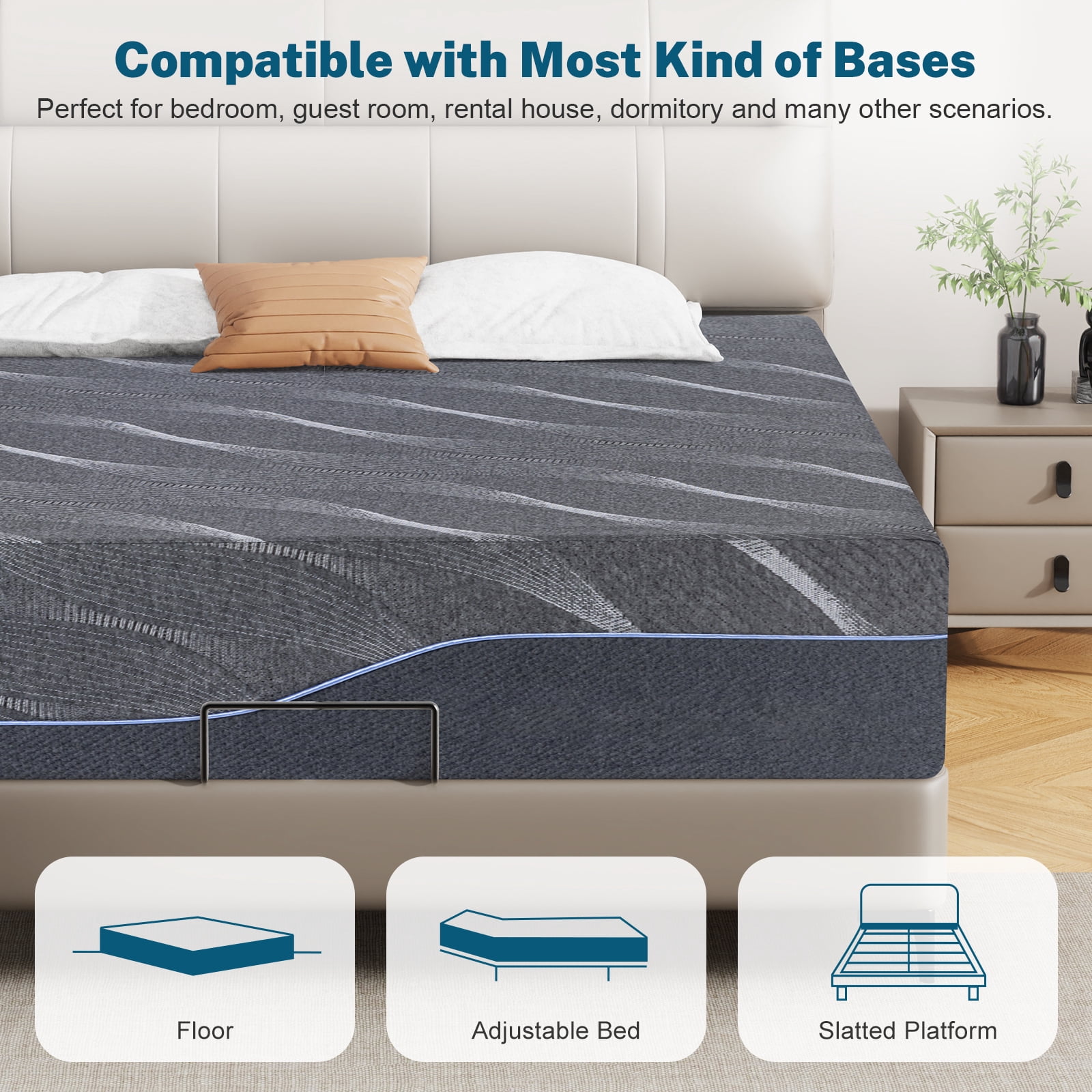 14 Inch Gel Memory Foam Mattress, Full Size, Medium Firm Comfort, Fits Adjustable Beds