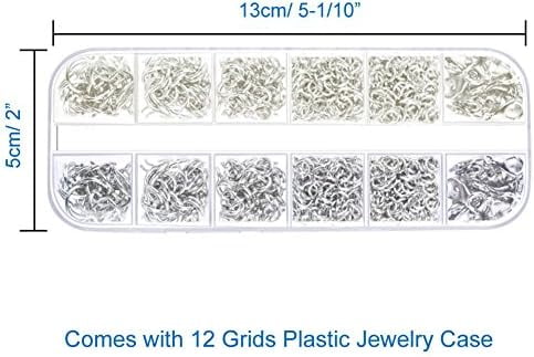 Anezus Jump Rings for Jewelry Making Supplies with Jump Ring Pliers (1200Pcs Dull Silver and Bright Silver)