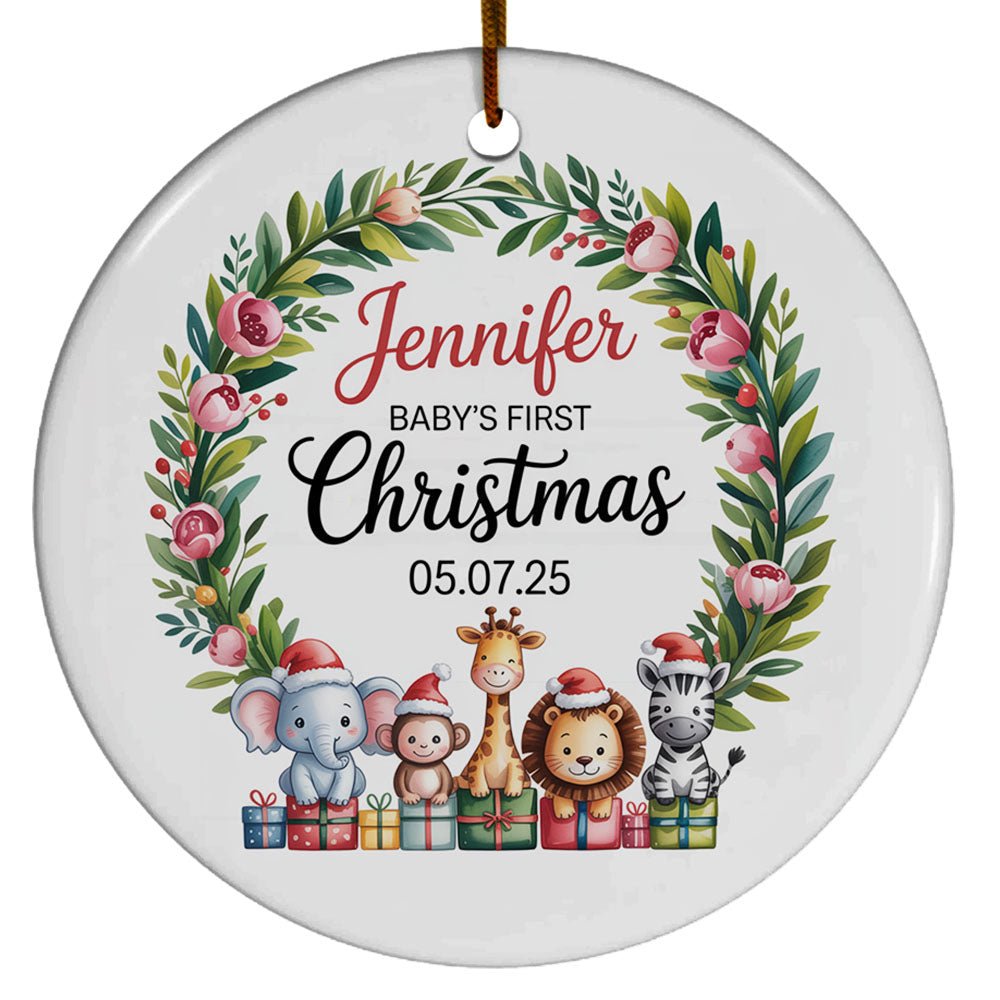 Baby's 1st Christmas 2025 Ornament, Cute Animal Woodland Christmas Ornament Gift for Baby's First New Parent Dad Mom Family Baby Boy Girl