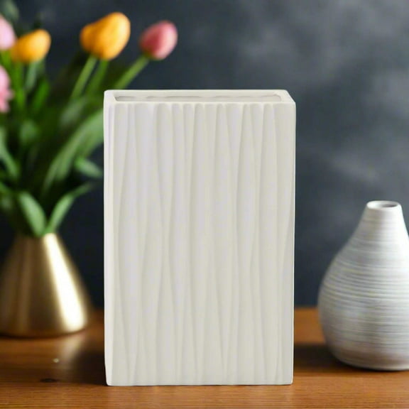 Quarin Embossed Wavy Ceramic Vase