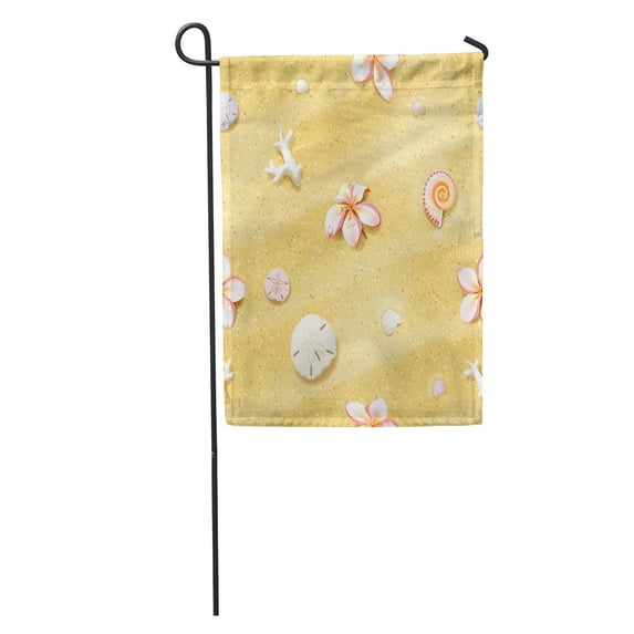 SIDONKU Pink Pattern Sand Flowers Dollars and Seashells Sea Shell Abstract Garden Flag Decorative Flag House Banner 12x18 inch