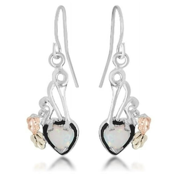 Black Hills Gold Sterling Silver Opal Heart Earrings - 0.41 x 0.84 in.