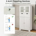 thumbnail image 3 of Costway Bathroom Floor Storage Cabinet Kitchen Cupboard with 2 Drawers & Glass Doors White, 3 of 10