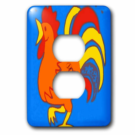 3dRose, Print of Mexican Chicken In Bold Color, 2 plug outlet cover