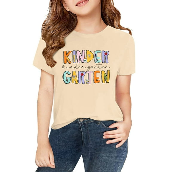 LNMQLPDBS Tween Tops for Teens Girls Tshirt Size 10-12 Yellow Shirts Girls Uniform Shirts 3t Clothes for Girls Size 14 Girls Clothes Cute Clothes, Beige 10-11 Years