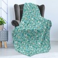 thumbnail image 4 of Cartoon Soft Flannel Fleece Throw Blanket, Abstract Spring with Continuous Flowers Blossom, Cozy Plush for Indoor and Outdoor Use, 60" x 80", Aqua Teal, by Ambesonne, 4 of 5