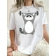 thumbnail image 1 of Camiseta de verano para mujer con Cuello Redondo1pc Women'S Casual Crew Neck T-Shirt with Fun Raccoon Weightlifting Print, Polyester Knit Fabric, Medium Stretch, Animal Pattern, All-Season Comfort F, 1 of 6