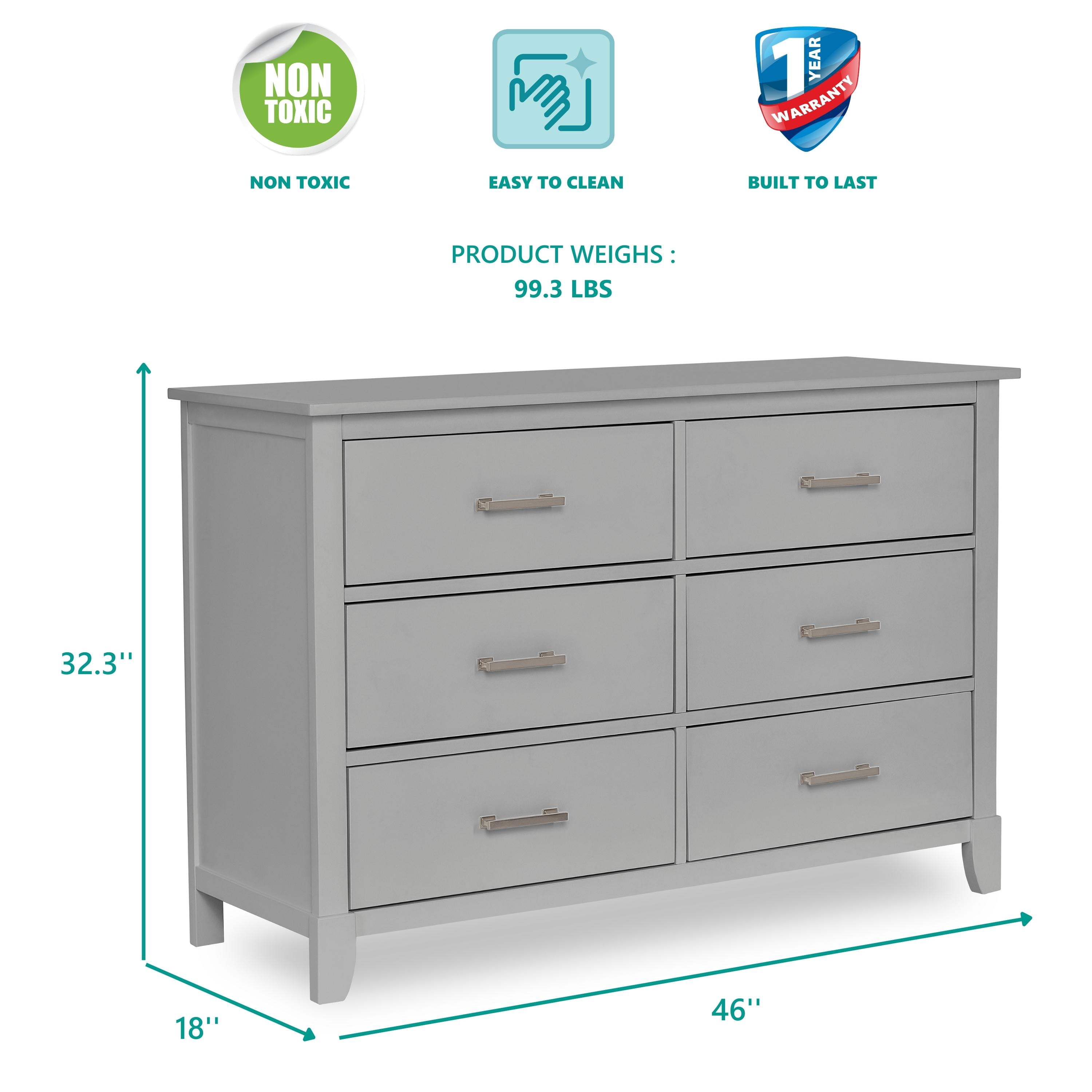 Dream On Me Universal Double Dresser in Metallic Grey Model #599-MGREY