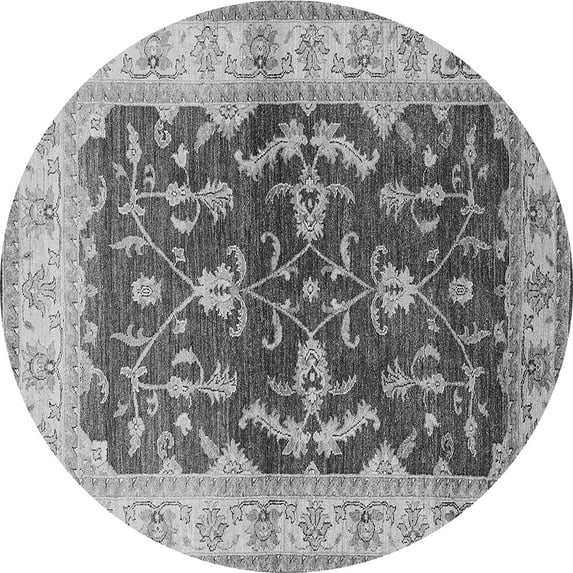 Ahgly Company Indoor Round Oriental Gray Industrial Area Rugs, 8' Round