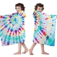 thumbnail image 4 of Colorful Tie Dye Pattern Hooded Bath Towel，50"x30" for Ages 3 To 12 Kids, Quick Dry Lightweight Soft Microfiber Hood Beach Towel Cover Up for Kids, 4 of 7