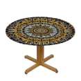 thumbnail image 3 of Nawypu Blue Yellow Round Waterproof Table Cover Elastic Tablecloth Golden Mandala Flower Floral Tablecloth Elastic Edge Fitted Table Cover Leaves Mystic Universe Tables, 3 of 7