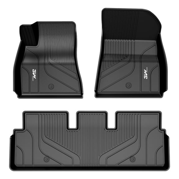 3W Floor Mats for Tesla Model 3 2021-2023 - All Weather Heavy Duty Custom Fit Harmless TPE Car Floor Carpet Liner Front & Rear 2 Rows, Black