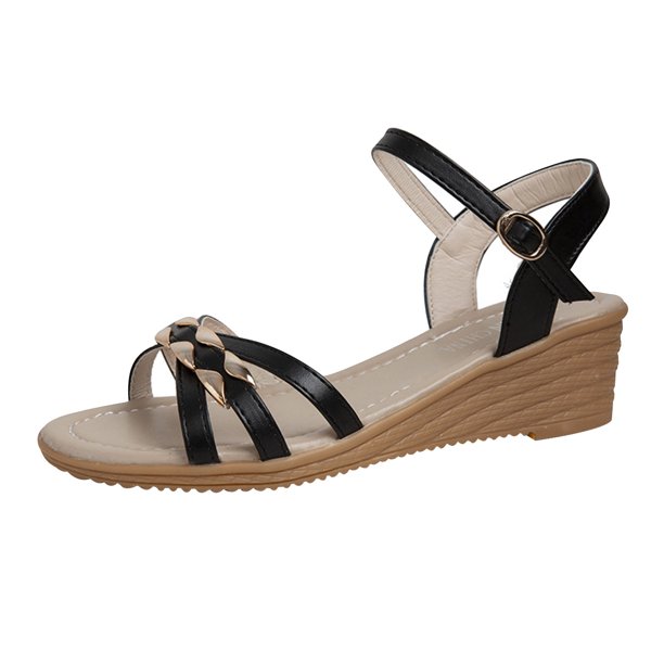 Amzcrzy Zapatos de mujer,Zapatos de mujer,Zapatillas de mujer, Sandalias de cuña de moda de verano para mujer, sandalias con hebilla de metal de color sólido y suela gruesa Sandalias Mujer Zapatillas