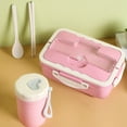 thumbnail image 6 of Hiroekza Bento Lunch Box Portable with Lid and Cup - Leakproof ABS Food Storage Container for Home, Office, School - 7.8x5.1x2.9in - Adult & Student Microwave-Proof Lunch Box Pink, 6 of 7