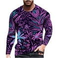 thumbnail image 2 of Meichang T-Shirt à Manches Longues Homme Graphique, T-Shirts Graphiques Tendance Imprimé Floral Col Rond Athlétique Manches Longues pour Homme, 2 of 4