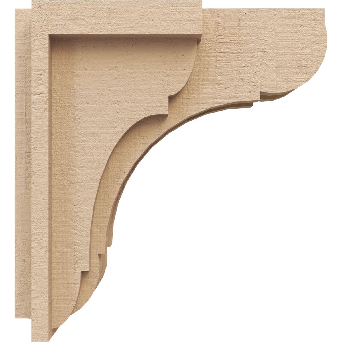 4"W x 4"D x 8"H Wide Bryant Rough Cedar Woodgrain TimberThane Corbel, Primed Tan