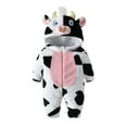 thumbnail image 2 of XFHLMJFF Baby Bear Ears Jumpsuit Hooded Cow Prints Boy Girl Thick Long Sleeve Color Block Pajamas Winter Warm Coats 3-4 Years, 2 of 8