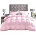 thumbnail image 3 of D.N.G. BEDDINGS Luxurious 1 Piece Pom Pom Pinch Pleated Comforter, 800 Thread Count, 100% Egyptian Cotton, White Vintage Pom-Pom Fringe (Oversized Super King Size Solid Light Pink Color), 3 of 5