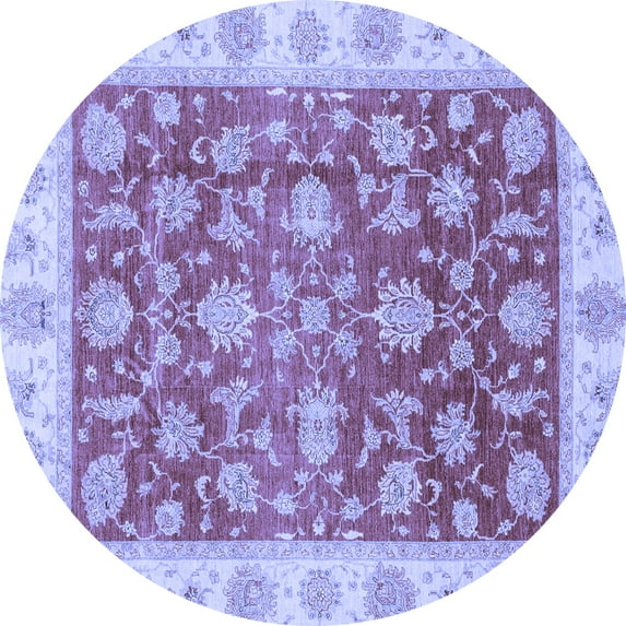 Ahgly Company Indoor Round Oriental Blue Traditional Area Rugs, 5' Round