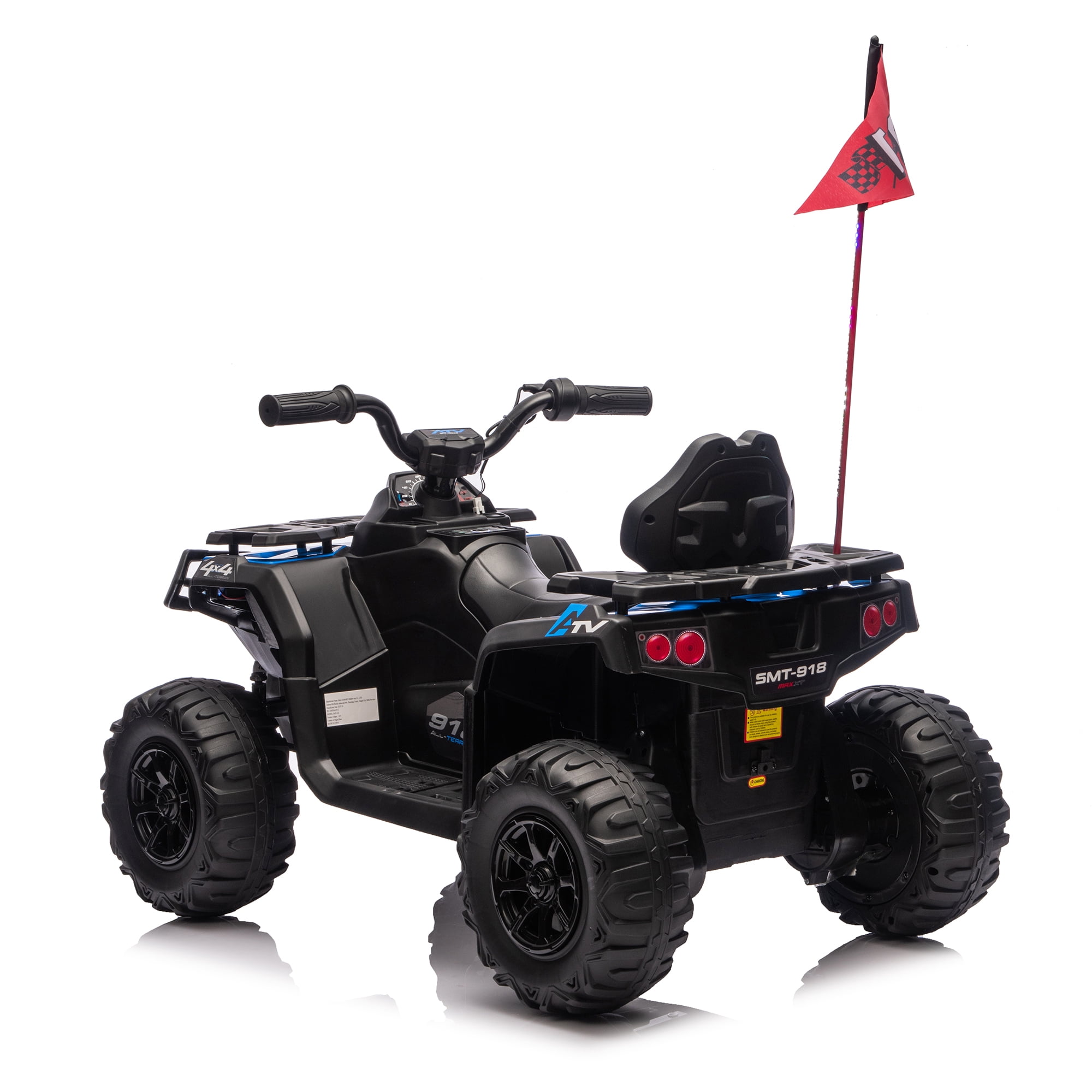 24V 160W Kids Electric Ride on Toys ATV Cars, Off-Road Design Toddler Car with Music Bluetooth USB, Kids' Electric Vehicle with Flags for Boys Girls for 3-6, Blue