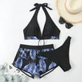 thumbnail image 4 of Women's Bathing Suit 3-Piece Bikini Sets Thong Bikini Sets Cross Sling High Waist Short Swimsuits Sets for Women, 4 of 7