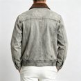 thumbnail image 5 of EANJE Men's Vintage Washed Trucker Jacket Casual Contrast Corduroy Collar Button Down Work Jacket with Pockets for Street Daily Outfit Coffee M, 5 of 5