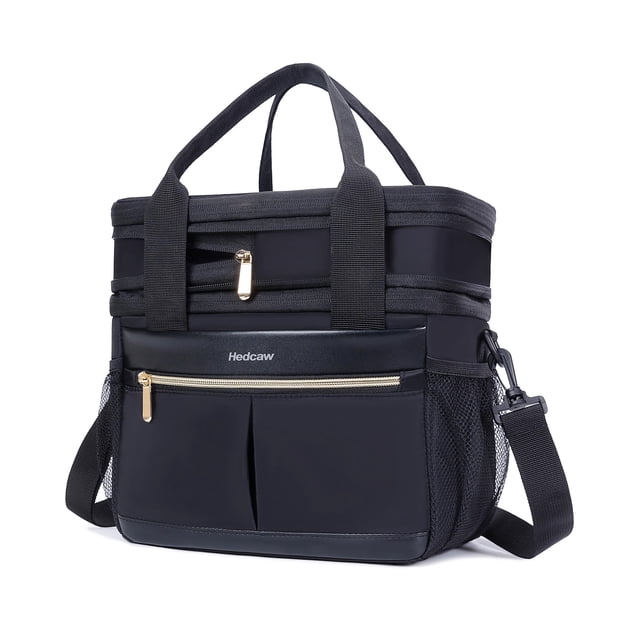 Bolsa Térmica Doble Piso Hedcaw para Mujer Negra