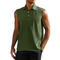 thumbnail image 1 of pstuiky Camiseta sin mangas para hombre, Chaleco informal sin mangas con botones y cuello abatible para hombre, de color liso, para verano Camisas para hombres l, 1 of 4