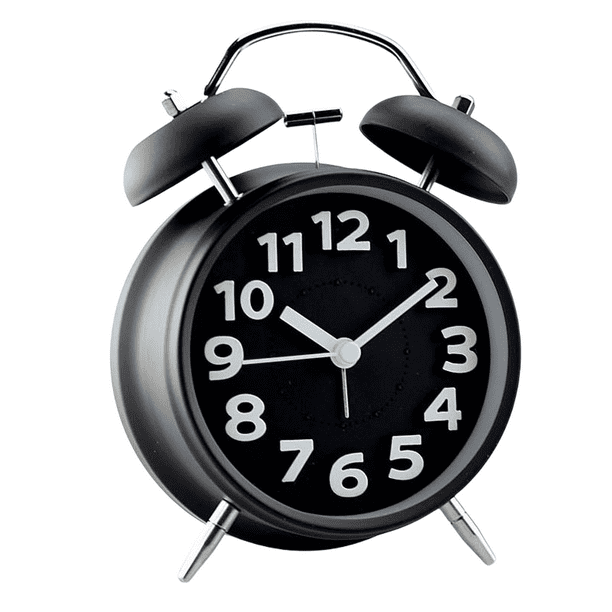 Reloj despertador clásico negro con doble campana, funda metálica de 15,9 cm