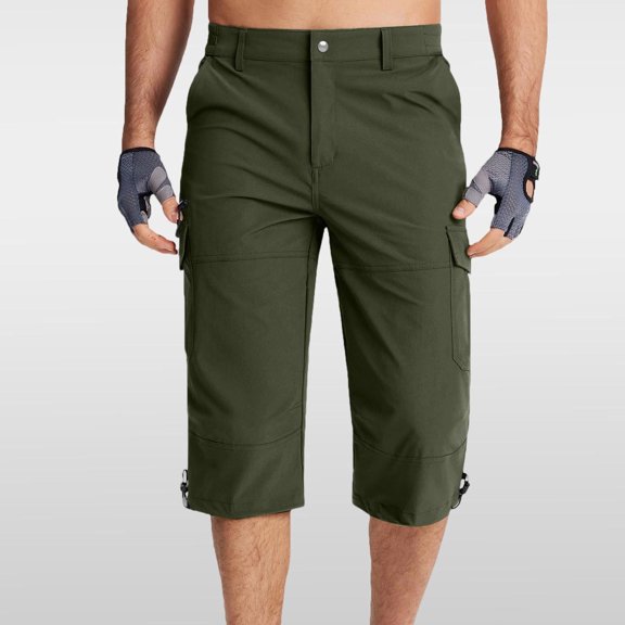 CIAKGIAF Shorts for Men Cargo Shorts,Fashion Casual with Pockets 7 Inch with Pockets Army Green Shorts,Size L