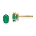 thumbnail image 1 of 14k Yellow Gold Emerald Earrings May Birthstone Stud Gemstone, 1 of 7
