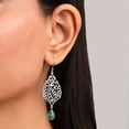 thumbnail image 1 of Turquoise Earrings, Drop Filigree Earrings, Turquoise Gemstone Handmade Jewelry, 1 of 4