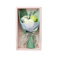 thumbnail image 2 of BSJJY 3 Heads Artificial Rose Soap Bouquet with Gift Box Colorful Preserved Rose Flowers with Stem, Gypsophila and Lavender, Romantic Gift for Anniversary/Birthday/Valentine's Day (Green), 2 of 2