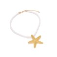 thumbnail image 2 of Collar con colgante de estrella de mar de playa personalizado que combina con todo, cadena de clavícula de estilo Simple de vacaciones en el océano, 40 + 6CM, blanco y amarillo, 2 of 5