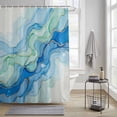 thumbnail image 3 of Blue Marble Shower Curtain, Modern Abstract Art Watercolor Blue Green Teal Waves Waterproof Shower Curtain Set with 12 Hooks Lightweight Bath Curtains Fabric Bathroom Decor 72x72 Inches, 3 of 9