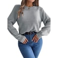 thumbnail image 3 of Nlife Womes Crew Neck Long Sleeve Ribbed Knit Pullover Sweater, 3 of 7