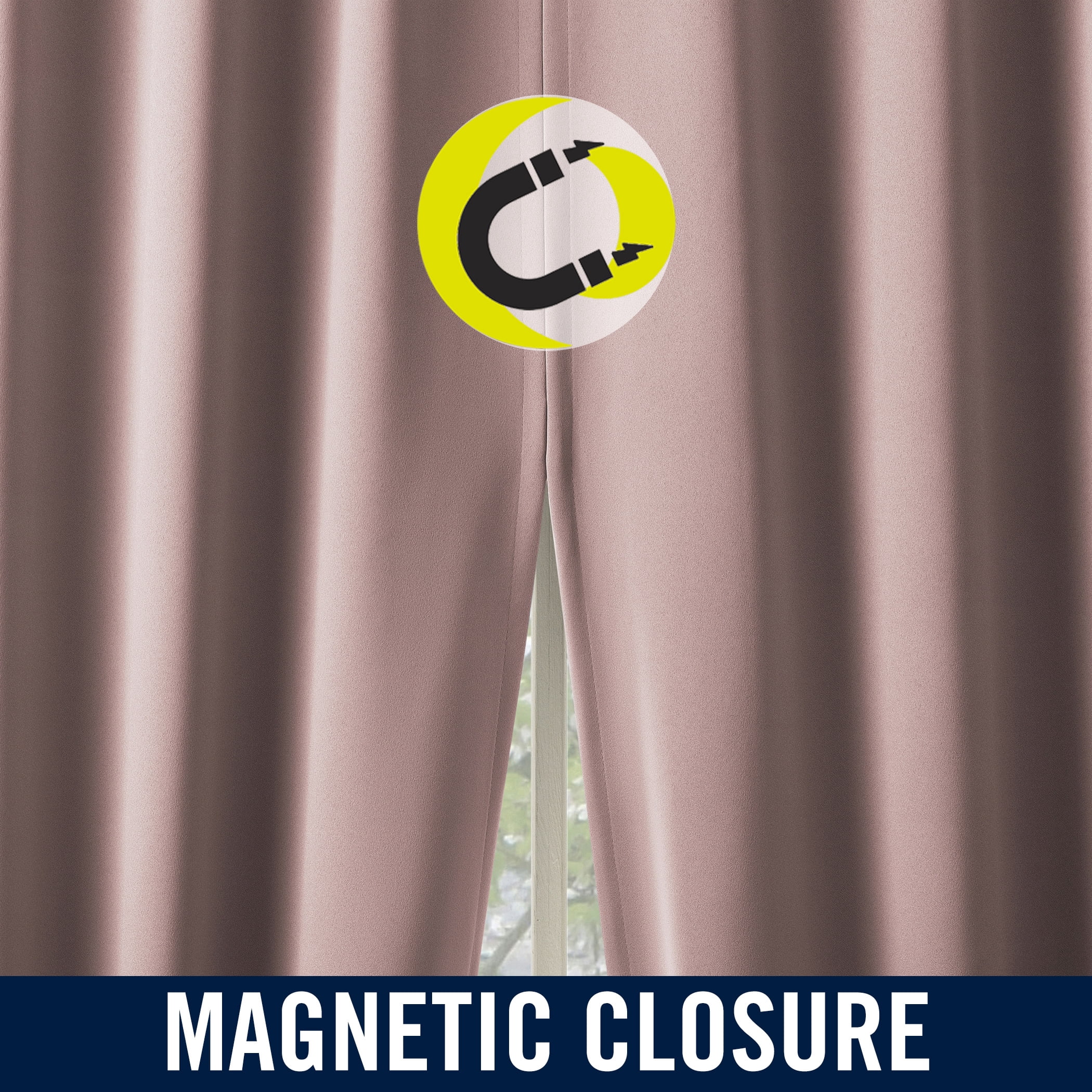 Sun Zero Graham 2-pack Magnetic Closure 100% Blackout Grommet Curtain Panel Pair, 40"W x 84"L, Mauve