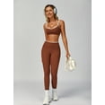 thumbnail image 7 of IBTOM CASTLE Two Piece Workout Sets for Women Color Block Strappy Sports Bra High Waist Leggings Yoga Pilates Outfits Brown, 7 of 7