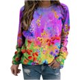 thumbnail image 1 of Camisas informales de manga larga para mujer, sudadera de cuello redondo con estampado Floral de plantas, jersey de cuello redondo, túnica holgada con estampado de puesta de sol Pompotops  gfhjh19834, 1 of 5
