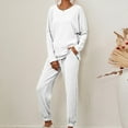thumbnail image 3 of Holiday Gift Sets! Pejock Women Loose Casual Two-Piece Sets Matching Lounge Sets Oversized Long Sleeve Shirt Blouse and Pants Set Loungewear Pajama Sets with Pocket, 3 of 5