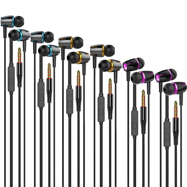 Auriculares con cable Cianyyee con micrófono, paquete de 6