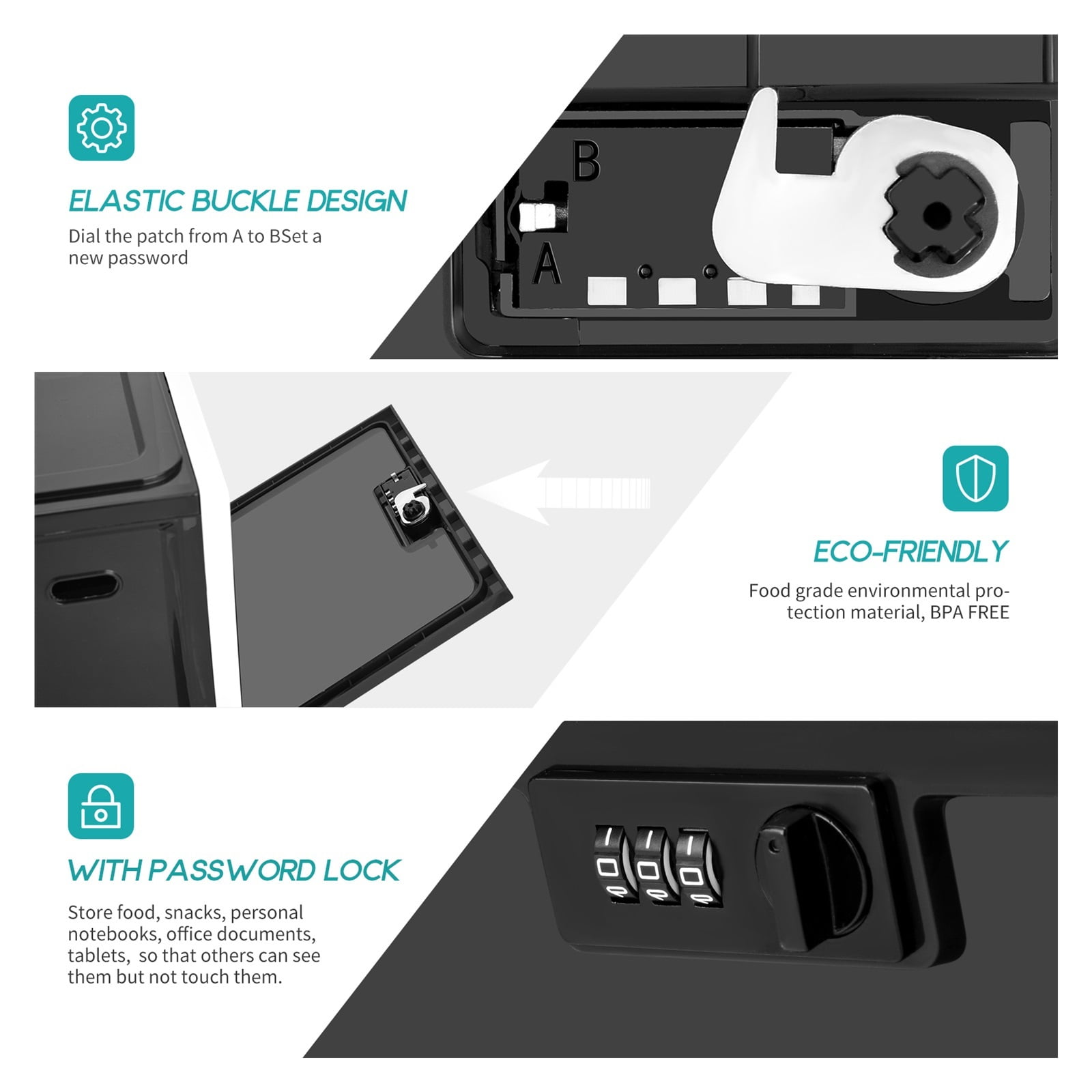 Lockable Box Large Capacity Clear Locking Box For Storage Bin Organizer Box For Fridge Food/Snacks/Phone/Tablet Jail/Home Safety ,Upgraded Security Combination Lock