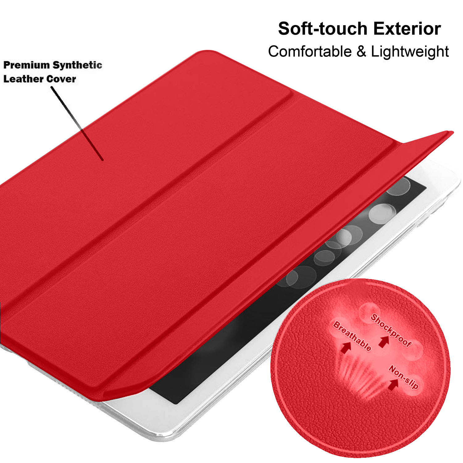 DuraSafe Cases For iPad Mini 5 Generation 2019 - 7.9 Inch Slimline Series Lightweight Protective Cover with Dual Angle Stand & Froasted PC Back Shell - Red - image 4 of 6