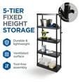 thumbnail image 4 of 5 Shelf Fixed Height Ventilated Medium Duty Storage Unit 14 x 32 x 72 Organizer System for Home, Garage, Basement, and Laundry, Black, 4 of 9