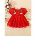 thumbnail image 2 of Bagilaanoe Toddler Baby Girl Summer Dress Short Puff Sleeve Cherry A-line Princess Dresses 9M 12M 18M 24M 3T Kids Casual Swing Sundress, 2 of 9